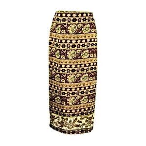 CASUAL CORNER Skirt Wrap Maxi VINTAGE Button Close Lined Browns Women's Size 6